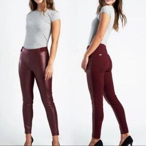 Betabrand Faux Leather Cranberry Jett Skinny Pants Medium Long